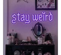 Panneau néon « Stay Weird » pour décoration murale, panneau lumineux « Stay Weird » pour salle de jeux, salon, bureau, cave, bar, décoration murale « Stay Weird »