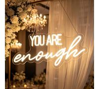 Panneau néon « You Are Enough » alimenté par USB avec variateur d'intensité pour chambre, maison, bar, décoration murale, fête, fenêtre, salon, décoration murale (blanc chaud)