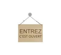 Panneau "Ouvert Fermé" Bois brut format A4 fixation ventouse