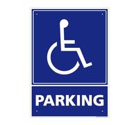 Panneau Parking Réservé Aux Handicapés Alu 2 Mm - 300 X 420 Mm Signalisation Rectangulaire Prépercée Avec Kit De Fixation Fabrication Française