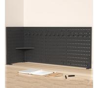 Panneau perforé de bureau sans perçage - Accessoire de bureau - Noir - 120 x 40 cm - Pour jeux et maison - Polyvalent - Étagère et affichage pour installation de bureau