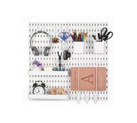 VEVOR Panneau Perforé Mural 280x280 mm Organiseur Garage en Plastique avec 4 Panneaux Perforés, Accessoires, Kit Rangement d'Outils pour Bureau, Salle d'Artisanat, Maison, Entrepôt, Magasin, Blanc