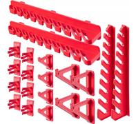 Panneau perforé pour outils - Kit de crochets - 20 pièces - Supports pour outils - Rangement mural pour garage - Rouge