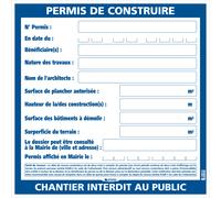 Panneau Permis de construire petit modèle 800 x 800 mm TALIAPLAST - 570102