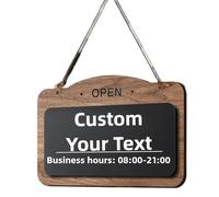 Panneau personnalisé ouvert fermé avec heures d'ouverture - Panneau de porte à suspendre en bois et acrylique pour magasins, restaurants, bureaux, magasins - Tableau de message professionnel