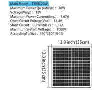 Panneau Photovoltaïque Rigide 12V 25W pour Camping(20W) | Silicium monocristallin, rendement élevé 25W, tension stable 12V, pour idéal petits appareils