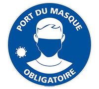 Panneau Port du Masque Obligatoire Rond Bleu. Signalisation CORONAVIRUS. Autocollant Masque Obligatoire, panneau PVC, Aluminium - Diamètre 125 mm - Aluminium 2 mm - Aluminium 2 mm -