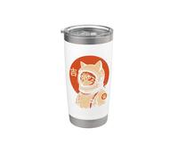Panneau porte-bonheur japonais minimaliste avec chat en costume Gobelet isotherme en acier inoxydable double paroi