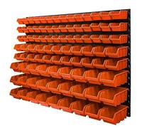Panneau porte - outils 116 x 78 cm 91 boîtes de Rangement empilables en Plastique bacs a bec en orange pour Garage, Atelier, Banc de traiavail, system murale modulable, crochets a outils, supports