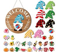 Panneau pour porte d'entrée avec décorations d'art mural en bois | Panneau de bienvenue interchangeable pour entrée extérieure, mur, bureau, patio, maison, ferme
