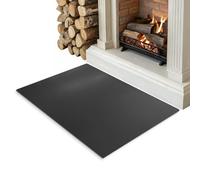 Panneau Protection Cheminée Rectangulaire 100x70 cm | Plaque de Sol en Métal pour Poêle à Bois et à Granulés | Protection Anti-Étincelles pour Foyers - Acier Noir Mat
