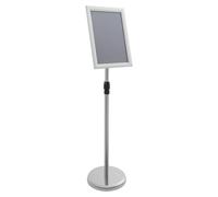 Panneau publicitaire A4 - Présentoir à affiches autoportant - Réglable en hauteur de 80 à 130 cm - Lot de 8 - Cadre en acier inoxydable de 32,5 x 24 cm - Argent