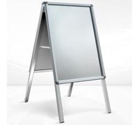 Panneau publicitaire double face avec cadre de 25 mm et fond métallique, format A2