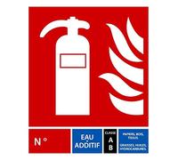 Panneau PVC 5mm 15x20cm Extincteur Eau + Additif Incendie