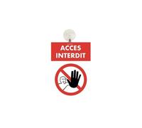 Panneau PVC "ACCES INTERDIT" format A5 avec fixation ventouse