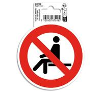 Panneau PVC adhésif antidérapant Interdit de s'assoir 10 cm - Rouge