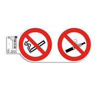 Panneau PVC adhésif antidérapant Interdit de vapoter et de fumer 10 cm - Rouge