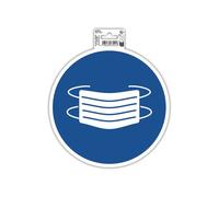 Panneau PVC adhésif antidérapant Masque obligatoire 20 cm - Bleu