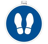 Panneau PVC adhésif antidérapant Obligation arrêt 35 cm - Bleu