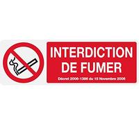 Panneau PVC Diamètre 24x8cm interdit de Fumer rectangle épaisseur 5mm