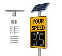 Panneau Radar de Vitesse à Énergie Solaire - 40 °C à 60 °C Yellow-60x75cm | Affichage de la Vitesse pour une Distance de 1 à 3 Voies, Conception Étanche, pour la Signalisation Routière