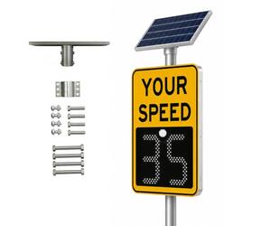 Panneau Radar de Vitesse à Énergie Solaire - 40 °C à 60 °C Yellow-60x75cm | Affichage de la Vitesse pour une Distance de 1 à 3 Voies, Conception Étanche, pour la Signalisation Routière