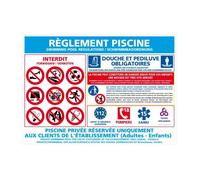 Panneau Règlement piscine - SIGNALETIQUE.BIZ FRANCE - 300 x 210 mm - Affichage obligatoire - Made in France