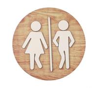 Panneau rond en bois pour salle de bain, plaque murale créative pour décoration de porte, décoration de toilettes de style ferme, 20 cm, gris, noir, doré (doré)