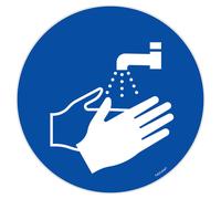 Panneau signalisation polystyrène rigide Lavage des mains obligatoire - Ø 300 mm
