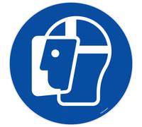 Panneau signalisation vinyle adhésif Visière de protection obligatoire - Ø 300 mm