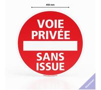 Panneau signalisation voie privée sans issue - Aluminium - Diamètre 450 mm