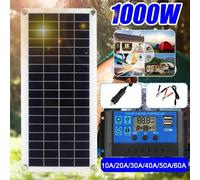 Panneau solaire 1000W 12V, cellule solaire avec contrôleur 60A 100A, Charge solaire pour téléphone RV voiture, chargeur MP3 PAD, alimentation de batterie extérieure with 100A Controller