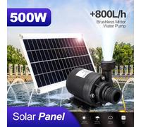 Panneau solaire 500W 800L/H 12V, sans batterie, moteur de pompe submersible ultra silencieux, fontaine pour bassin à poissons, décoration de jardin, système hors réseau Kits of water pumps