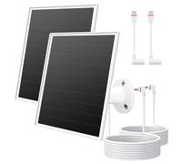 Panneau solaire 6 W pour caméra Ring - Chargeur d'alimentation avec voyant lumineux, 2 chargeurs solaires à charge rapide pour batterie Ring Stick Up Cam/Pro, étanche IP65, câble de 4 m, blanc