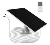 Panneau solaire 6 W pour sonnette Ring Doorbell pour chargeur de batterie IP66 étanche avec support rotatif à 360 degrés et câble de 3 pieds pour système de sécurité extérieur Noir