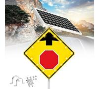 Panneau Solaire À LED « Stop Ahead » Réfléchissant (Diamond Grade), 24 X 30 Pouces, Lumineux, Flèche Clignotante, Cadres Métallique Résistant À La Rouille, Étanche (IP65)(24in)