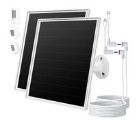 Panneau solaire de 6W pour la caméra Ring, chargeur solaire doté d'un port DC 3,5×13,5 mm (adaptateur connecteur bouchon vers USB - C), compatible avec la caméra Ring Stick Up Cam Battery.