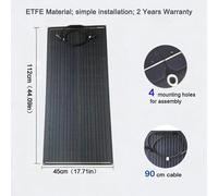Panneau solaire flexible, 2 pièces, 100W monocristallin - Puissance totale : 200W - Léger, 1,7 kg
