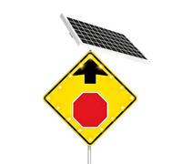 Panneau Solaire Lumineux Et Durable « Stop Ahead », 24/30 Pouces, Certifié W3-1, Aluminium, LED Clignotantes, Panneau De Signalisation Résistant Aux Intempéries(30in)
