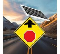 Panneau solaire lumineux et durable « Stop Ahead », 24/30 pouces, certifié W3-1, aluminium, LED clignotantes, panneau de signalisation résistant aux intempéries(24in)