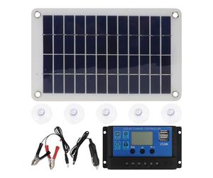 Panneau Solaire Monocristallin 18w Noir Contrôleur pour Batterie | Revêtement Polyéthylène Avancé, Double USB et Prise Dc, Usage Tourisme et Lampes de Rue Solaires