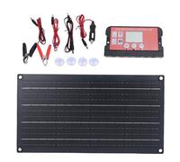 Panneau Solaire Monocristallin 20W, Kit Contrôleur 60A, Double Sortie USB, Câble de Charge Voiture - Haute Efficacité, Charge Rapide, Solution Énergie Portable