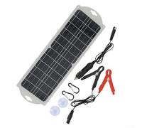 Panneau solaire monocristallin en silicium 10 W 12 V, chargeur portable compact avec sortie SAE pour yacht, voiture, camping-car et camping en plein air, design résistant aux intempéries