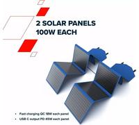 Panneau Solaire Pliable 200W CANYON SP200W, Panneau solaire chargeur 2x100W, protection IPX4, sortie universelle XT60, charge rapide QC 18W, 2 x sorties USB-A, sortie USB-C PD 45W, 1729x423x5 mm