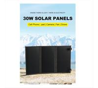 Panneau solaire pliable 30 W 18 V, chargeur photovoltaïque USB Type-C, batterie externe à charge rapide pour téléphone portable - Kaki