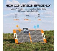 Panneau solaire pliable - FlashFish-TSP18V60W - 60 W - sortie 5 V/18 V - compatible avec les alimentations CC, USB et Type-C
