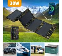 Panneau solaire portable pliable 4/5 avec USB, convient pour les voyages et le camping en extérieur, charge les téléphones, tablettes, ventilateurs et lampes de poche, batterie pliable 4 plis noir,5 p