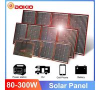 Panneau solaire portable pliable Dokio 18V 80W 100W 200W avec contrôleur 12V, panneau solaire flexible pour la maison, le camping et les voyages 300w