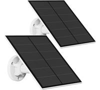 Panneau Solaire Pour Caméra de Sécurité, Panneau Solaire 5W pour Micro USB et USB-C Port Caméra Extérieure Rechargeable, Panneaux Solaires avec 9.8ft Cable, Support mural Ajustable, 2 Pack