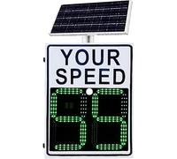 Panneau solaire radar avec affichage de limitation de vitesse - Batterie 100H - IP53 - Rétroaction LED pour routes multivoies - Apaise la circulation - Pour école/zones de travail - 61 x 88,9 cm